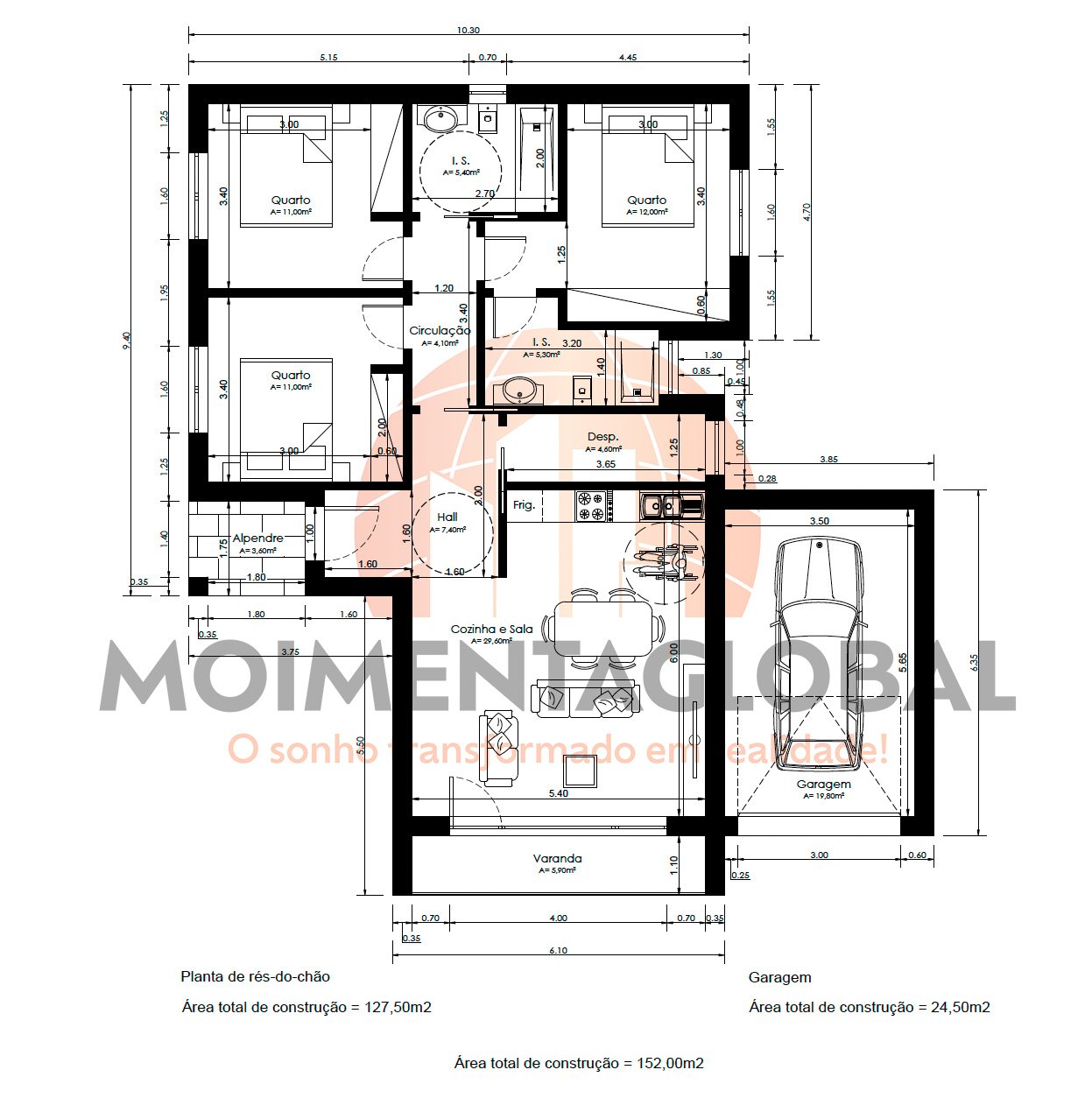 Moradia V3, Projeto chave na mão – Sever, Moimenta da Beira